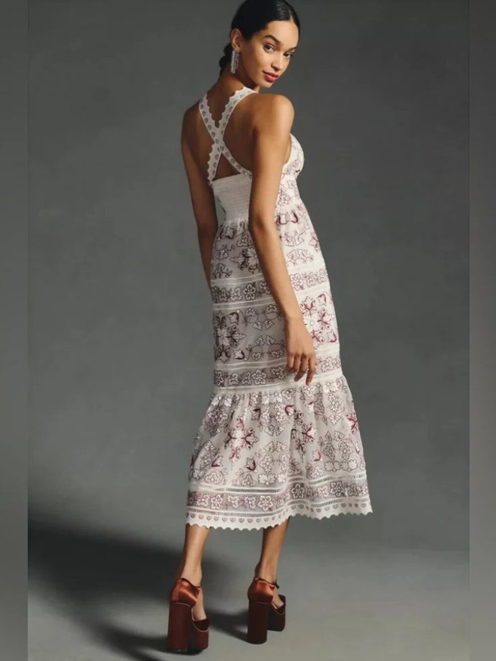 BY ANTHROPOLOGE TIERED V-NECK DRESS | SIZE M | NWOT - Picture 2 of 8